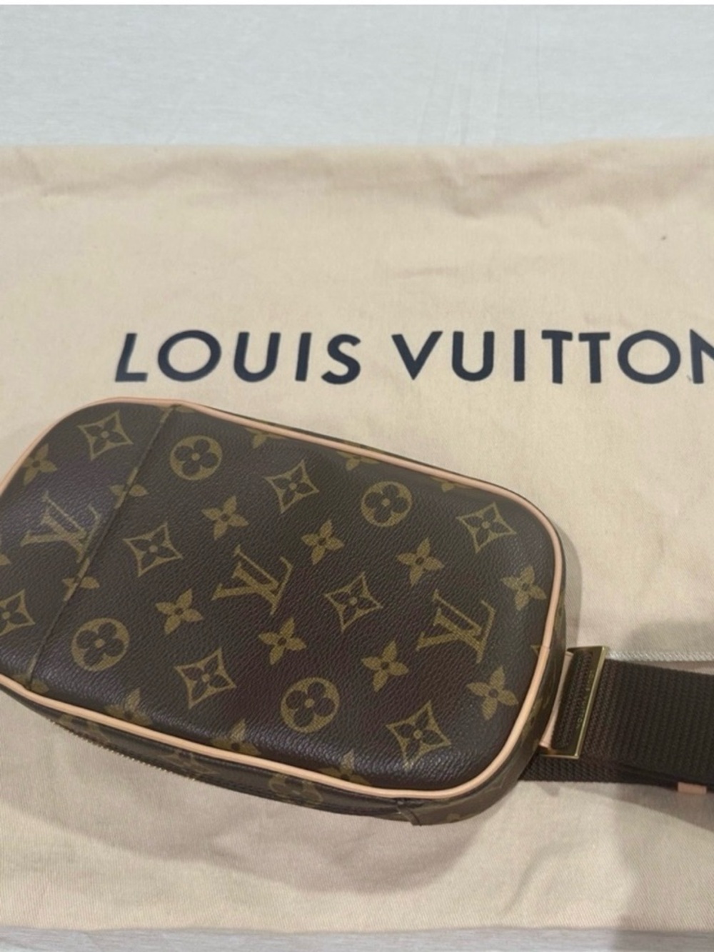 Louis Vuitton Monogram Gange Canvas Pouch and crossbody in Brown and Tan Trim - Picture 2 of 4